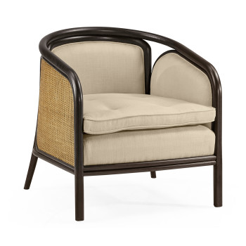 Dark Brown Ash & Woven Rattan Occasional Chair
