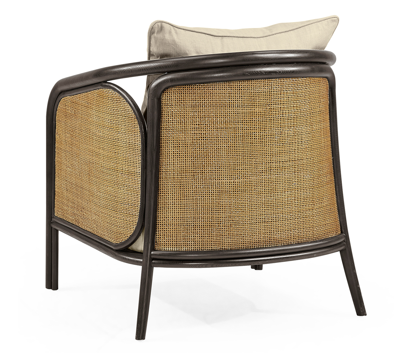 Dark Brown Ash & Woven Rattan Occasional Chair
