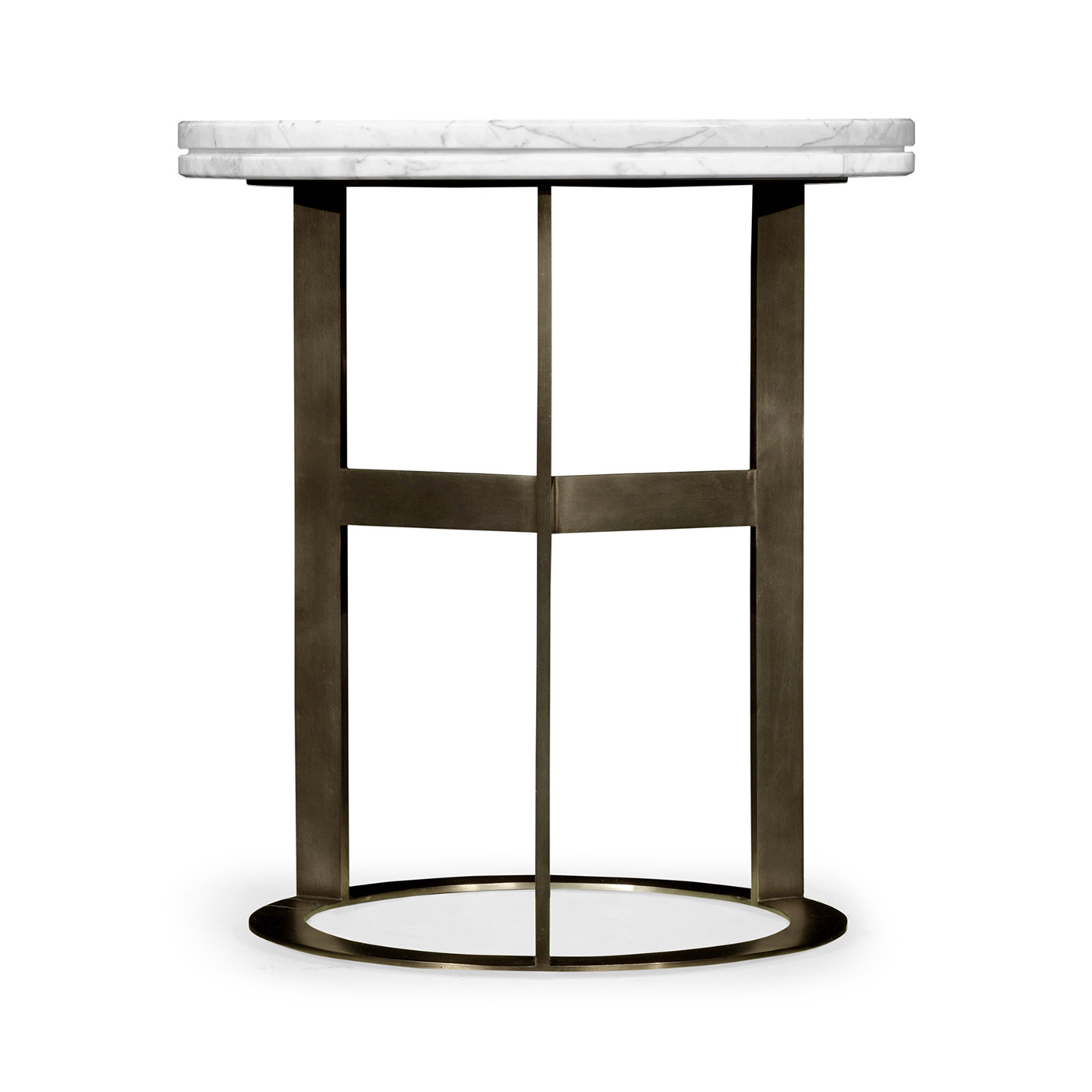 Round Stainless Steel & Faux Calacatta Oro Marble Side Table
