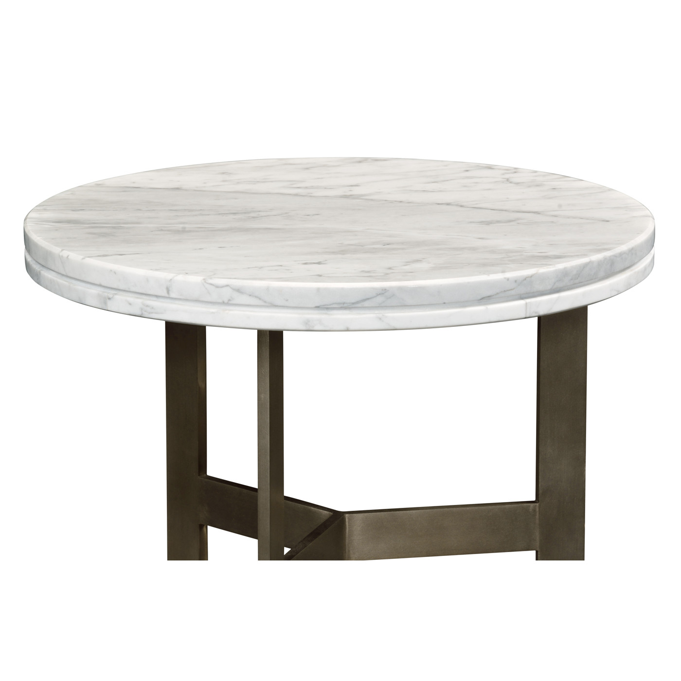 Round Stainless Steel & Faux Calacatta Oro Marble Side Table