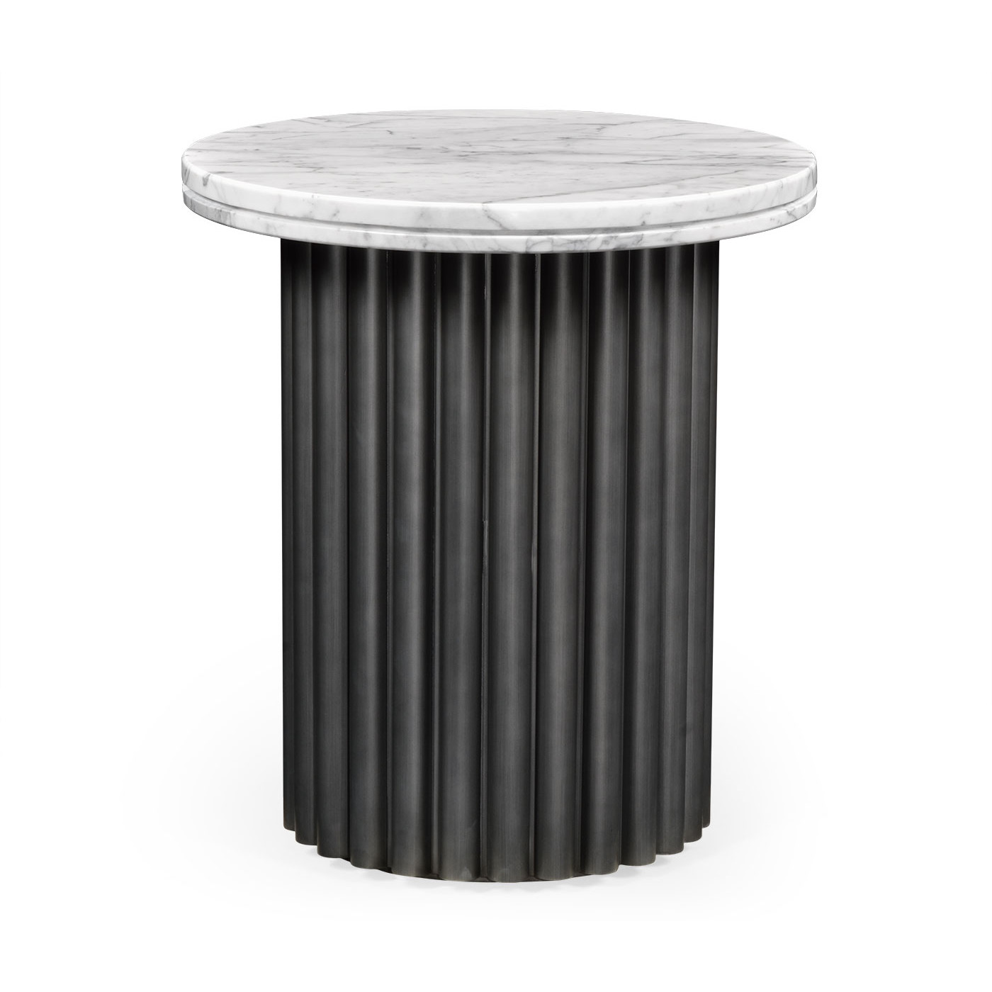 Round Charcoal Grey & Faux Calacatta Oro Marble Side Table