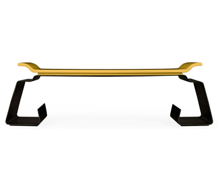 Asian Peking Yellow & Bronzed Iron Coffee Table