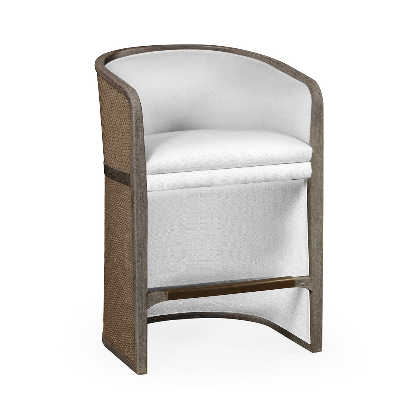 Grey & Tan Rattan Tub Counter Stool
