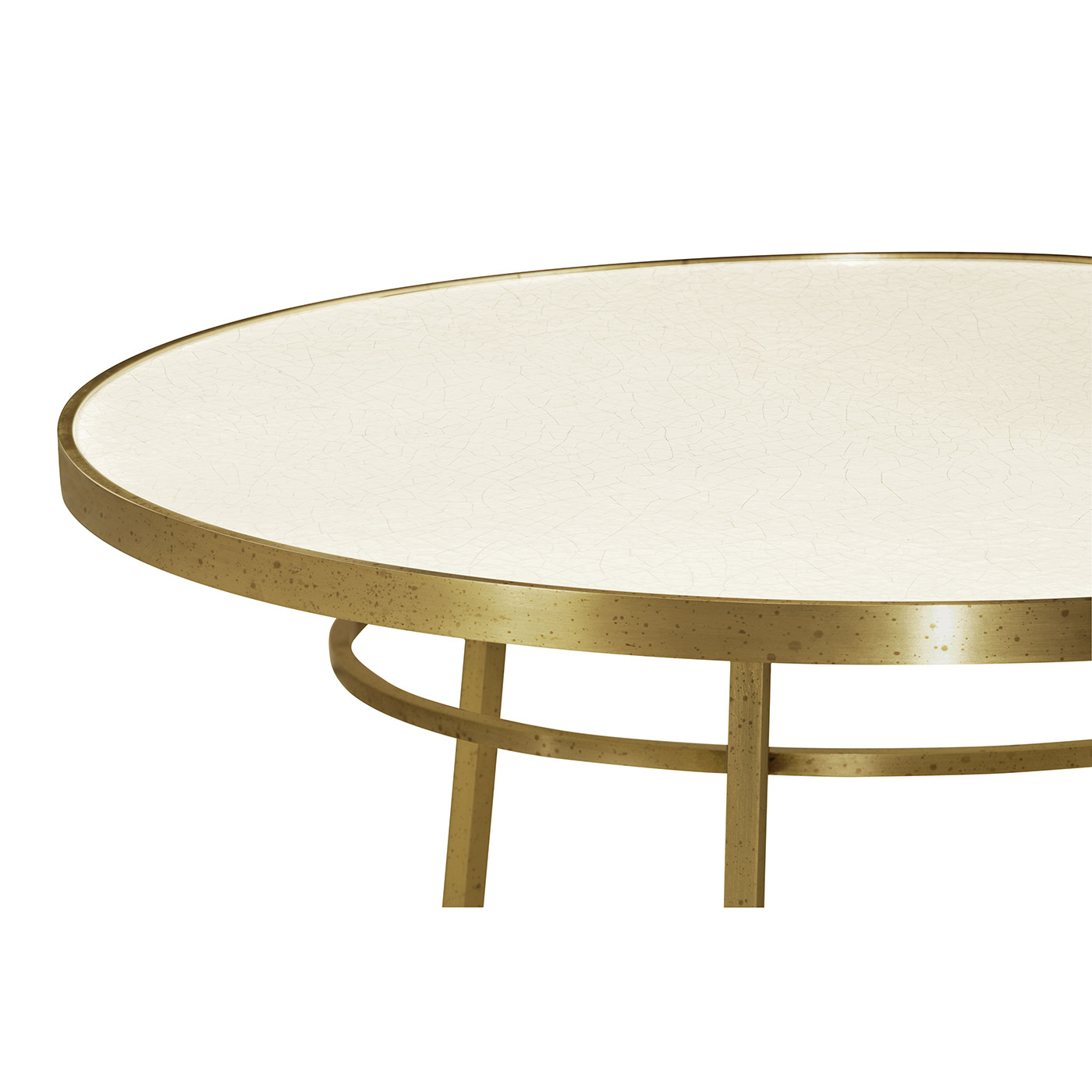 Round Ivory Crackle Ceramic Laquered Lamp Table