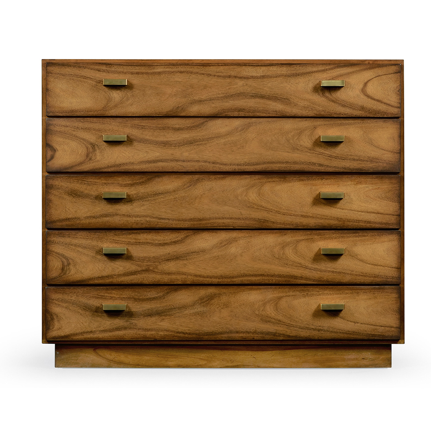 Rectangular Medium Brown Elm Chest of Five Drawers