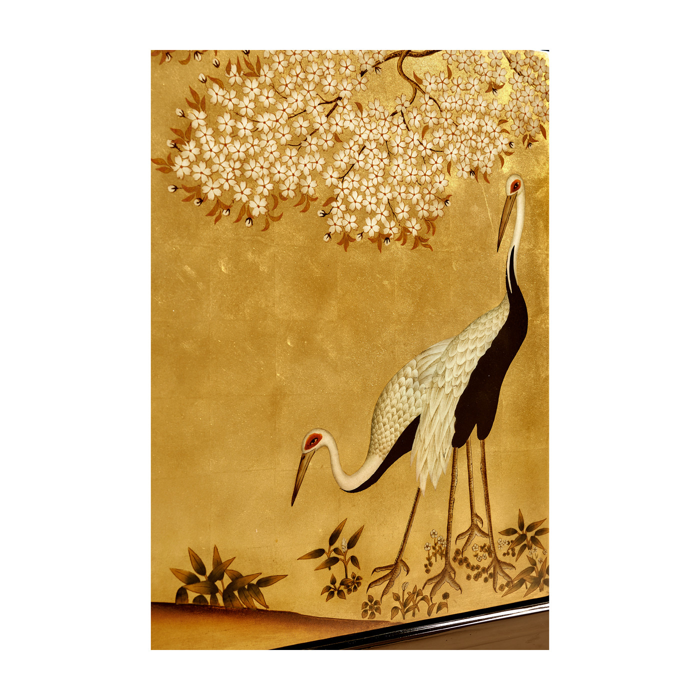 Modern Asian Smoky Black & Gold Entertainment Cabinet