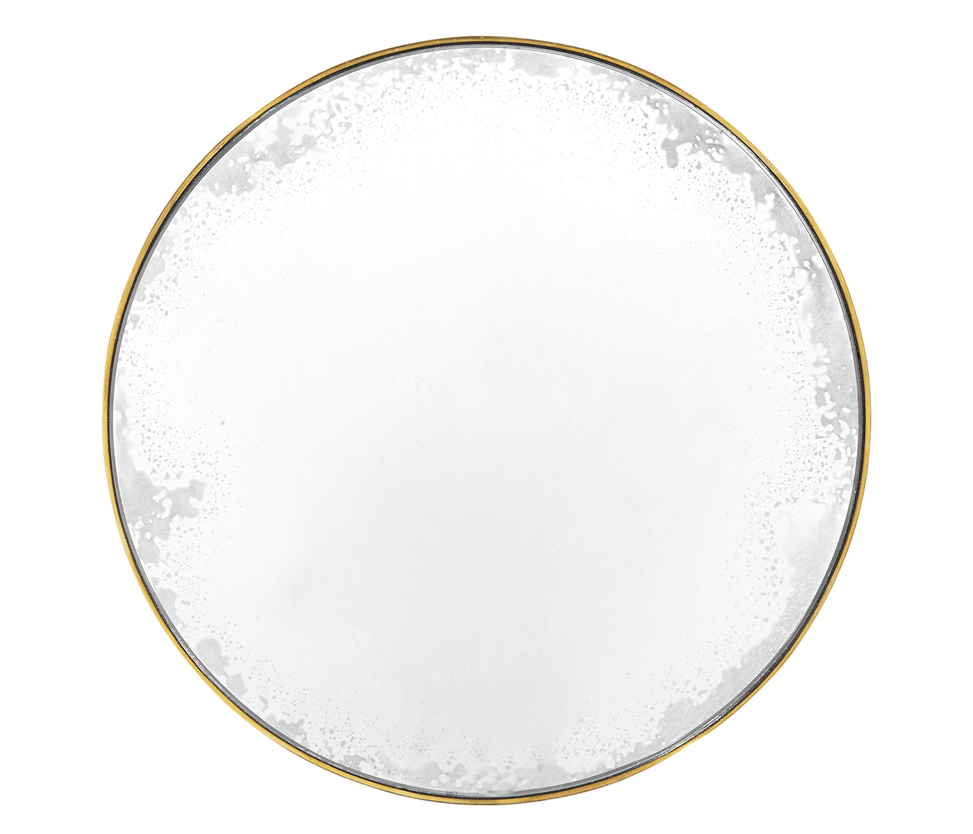 Small Round Antique Satin Gold Brass & Antique Glass Vanity Table