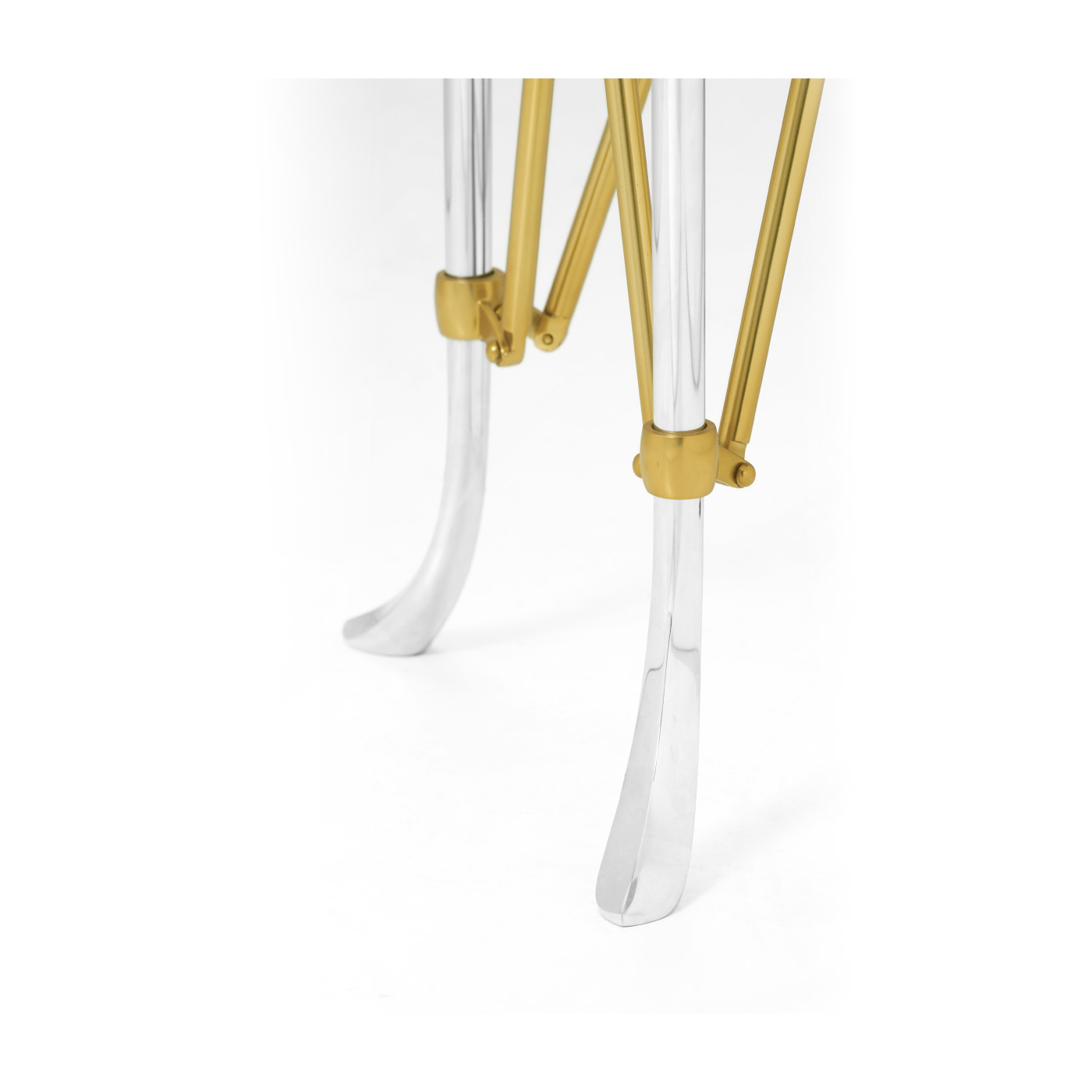 Small Round Antique Satin Gold Brass & Antique Glass Vanity Table