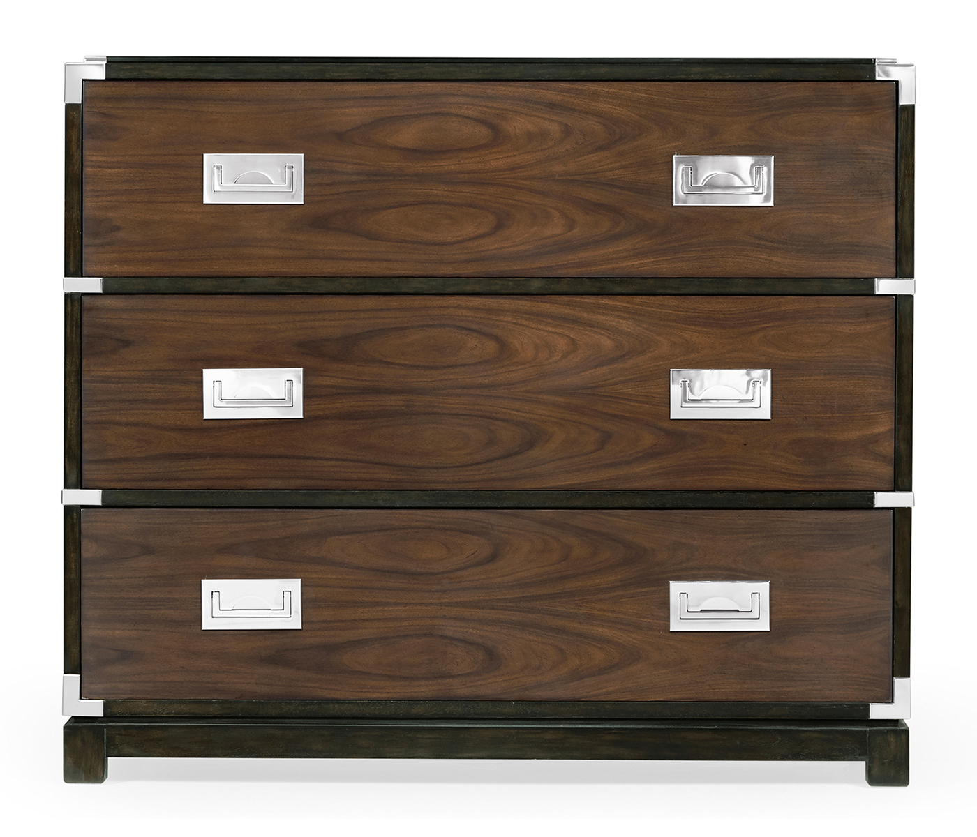 Campaign Style Dark Santos Rosewood Chest of Three Drawers