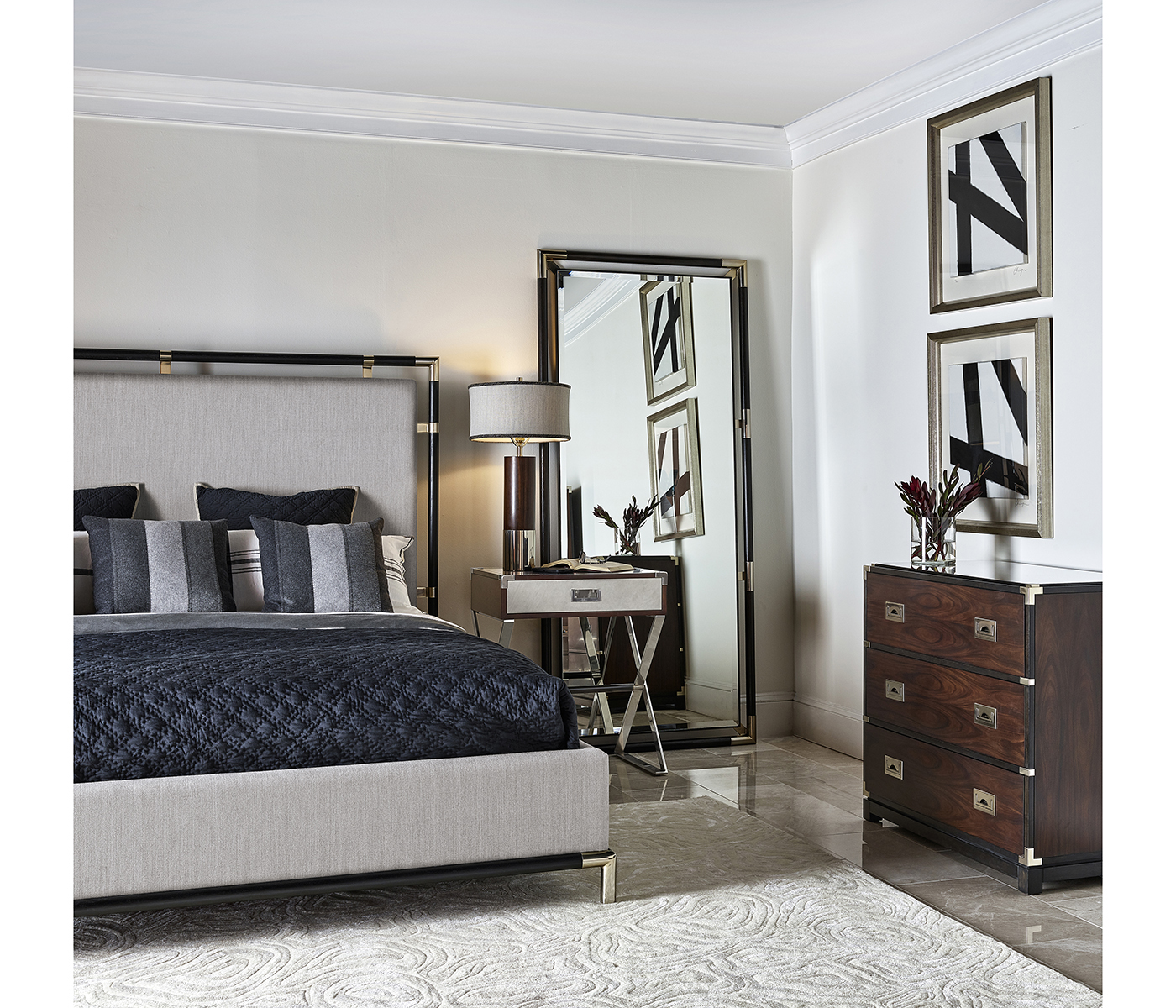 Campaign Style Dark Santos Rosewood Chest of Three Drawers