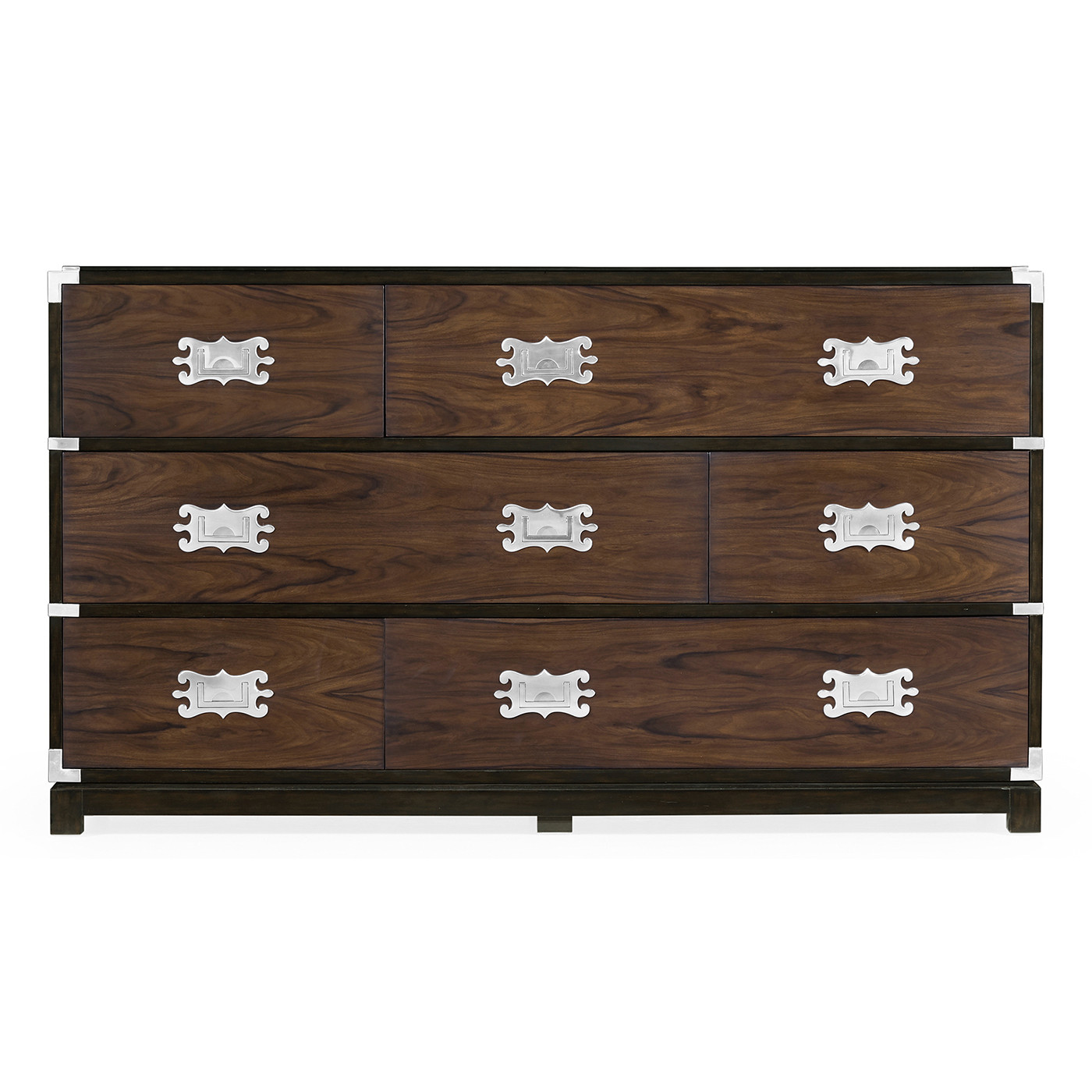 Large Campaign Style Dark Santos Rosewood Chest of Six Drawers