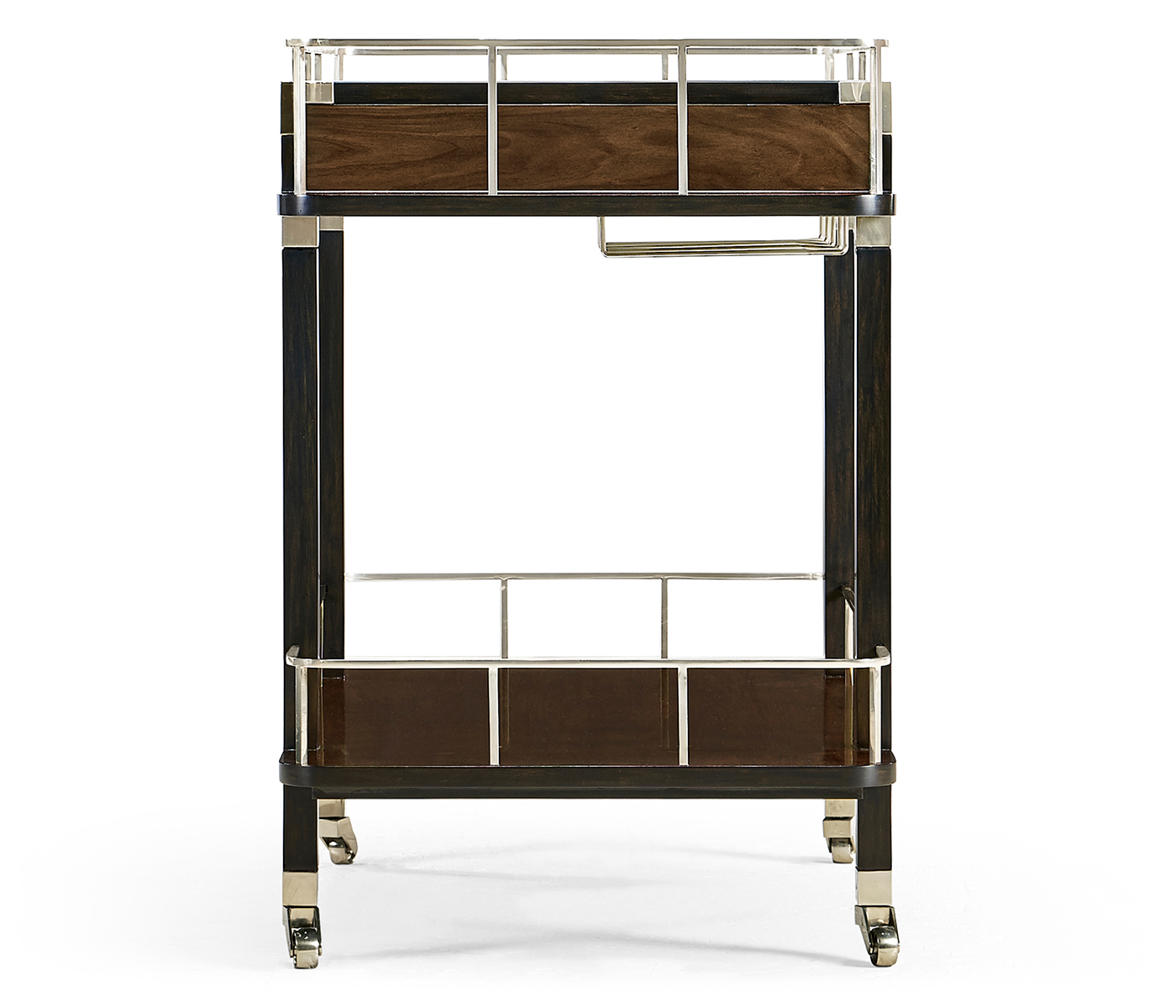 Rectangular Campaign Style Rolling Bar Cart