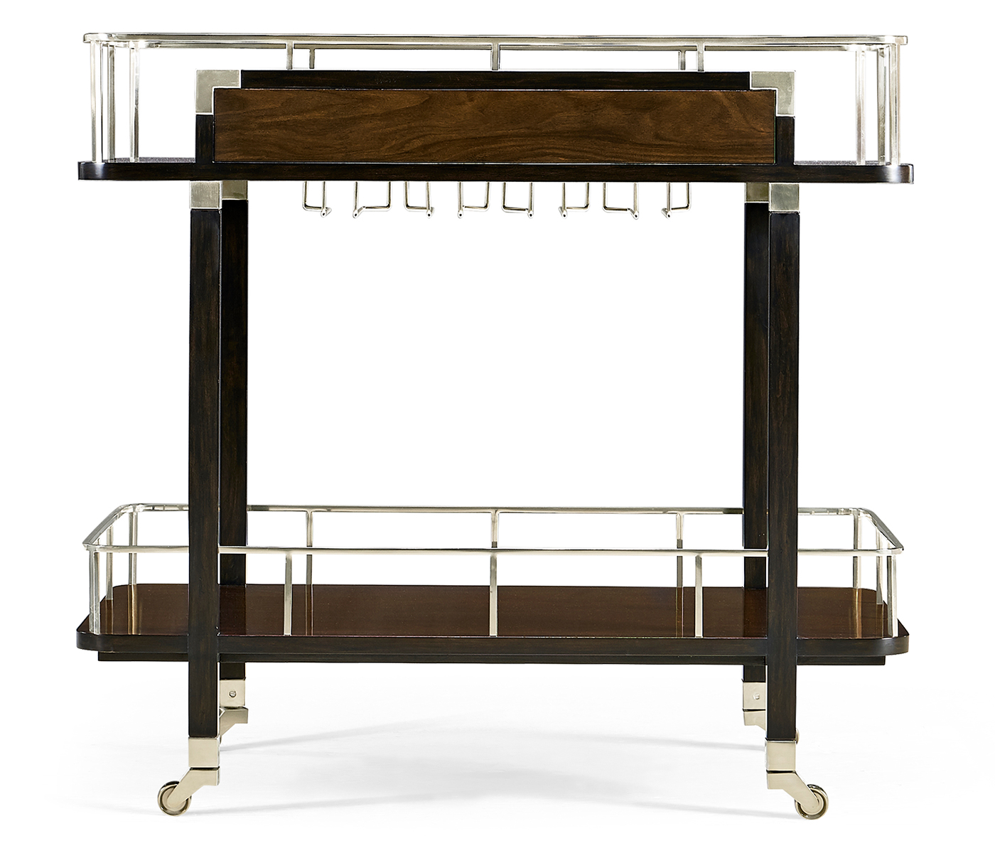 Rectangular Campaign Style Rolling Bar Cart