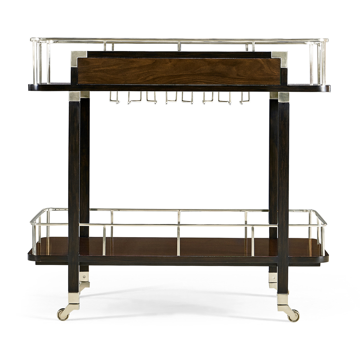 Rectangular Campaign Style Rolling Bar Cart