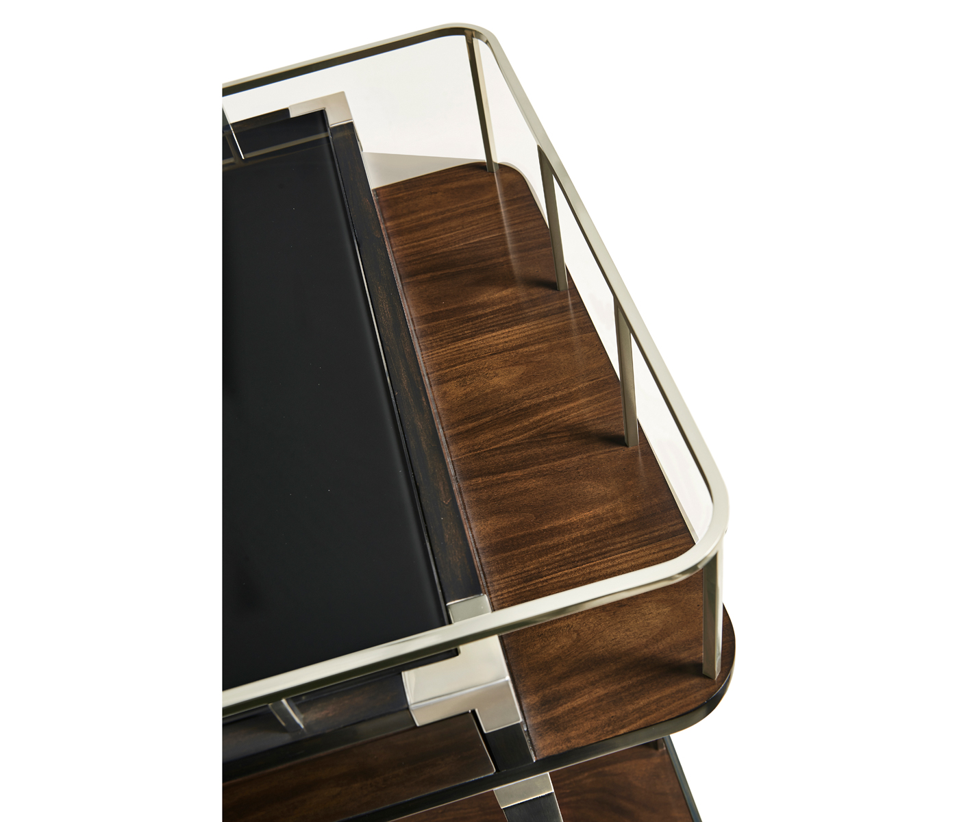 Rectangular Campaign Style Rolling Bar Cart