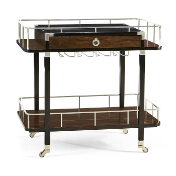 Rectangular Campaign Style Rolling Bar Cart