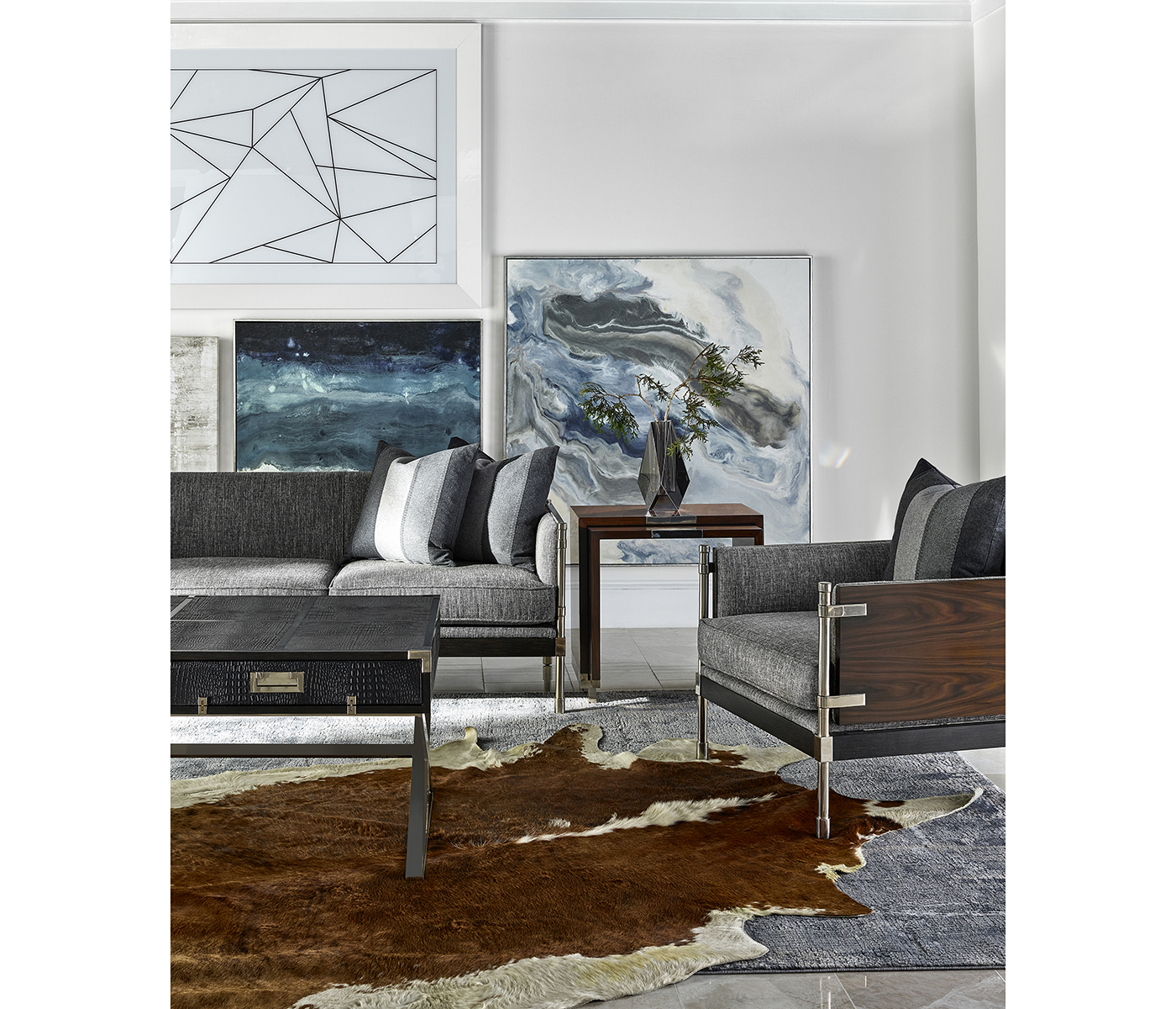 Campaign Style Dark Santos Rosewood Sliding Nesting Tables