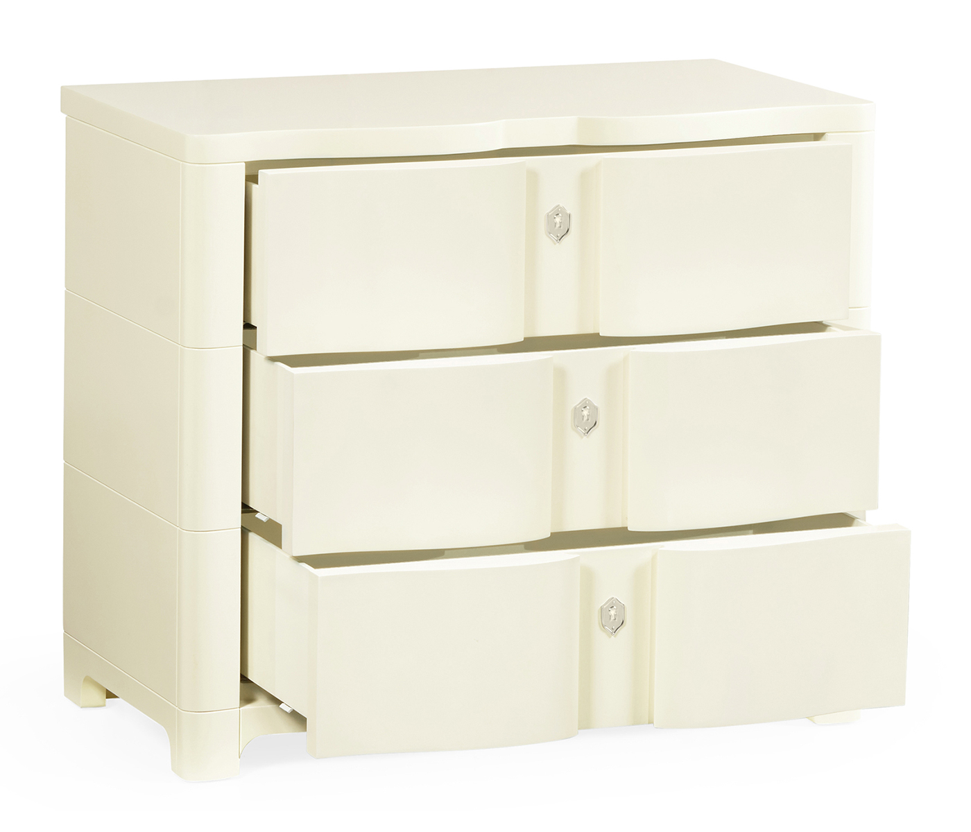 Bowfront Ivory Bedside Chest of Drawers
