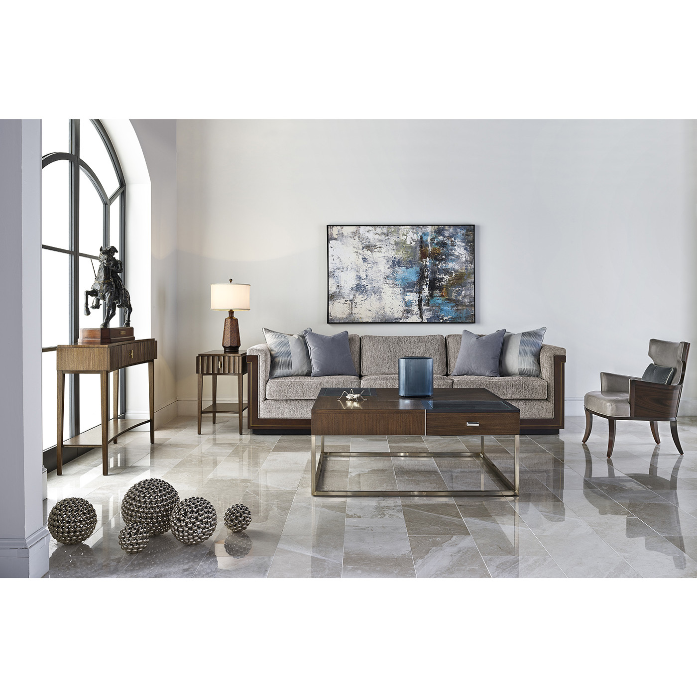 Rectangular Autumn Walnut Reeded End Table