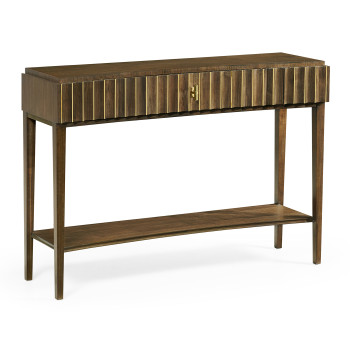 Bowed Autumn Walnut Reeded Console Table