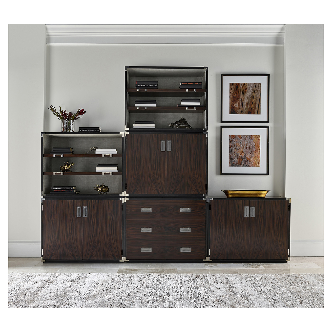 Campaign Style Dark Santos Rosewood Storage Cabinet