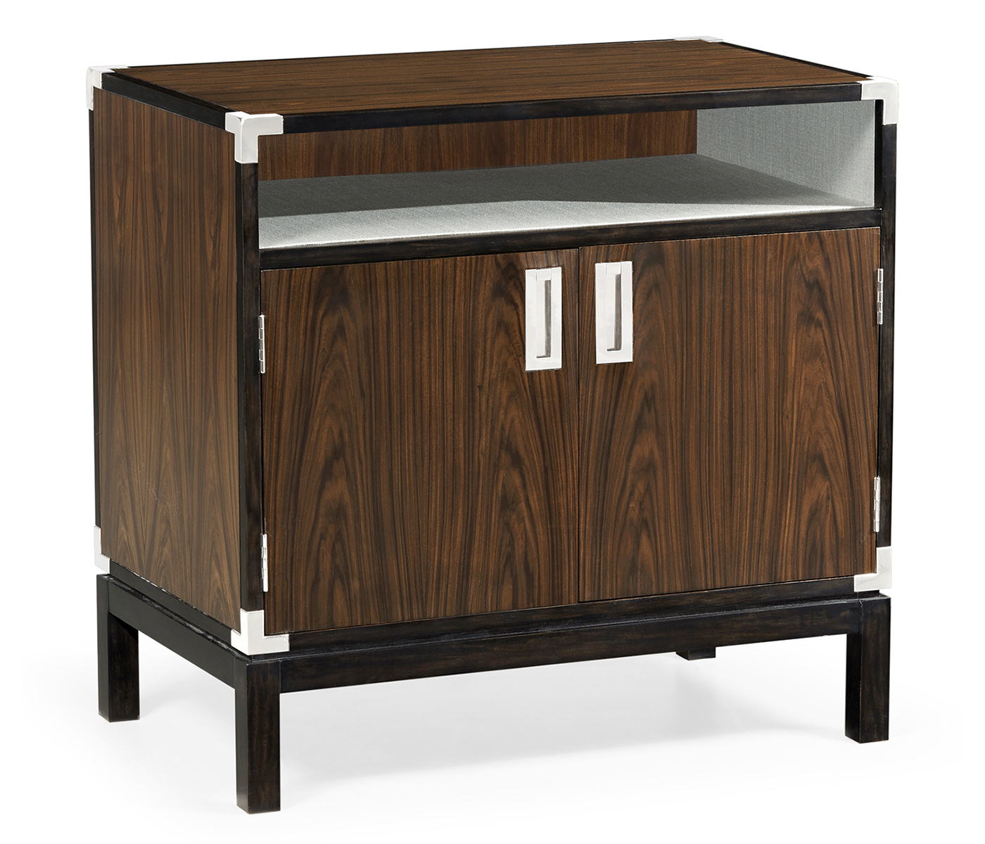 Campaign Style Dark Santos Rosewood Bedside Cabinet