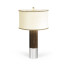 Circular Campaign Style Dark Santos Rosewood & White Stainless Steel Table Lamp
