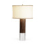 Circular Campaign Style Dark Santos Rosewood & White Stainless Steel Table Lamp