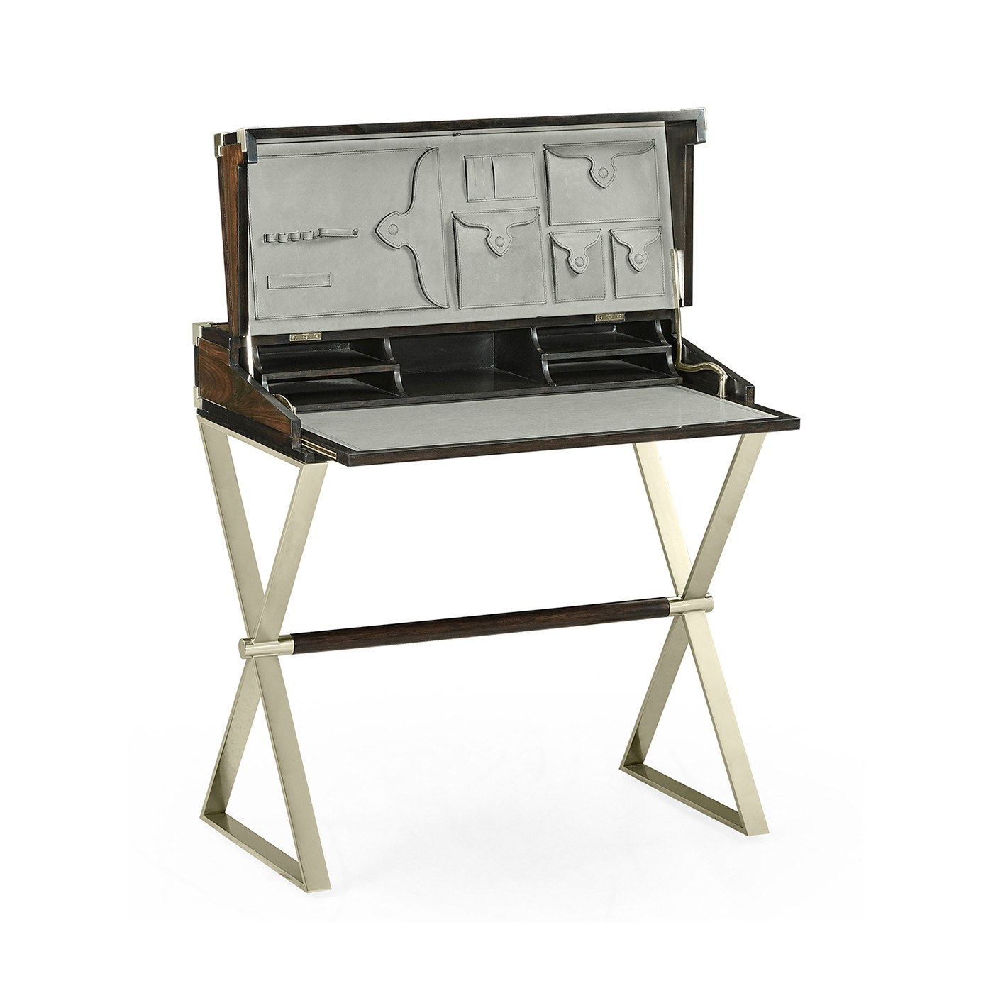 Campaign Style Dark Santos Rosewood Flip-Top Desk