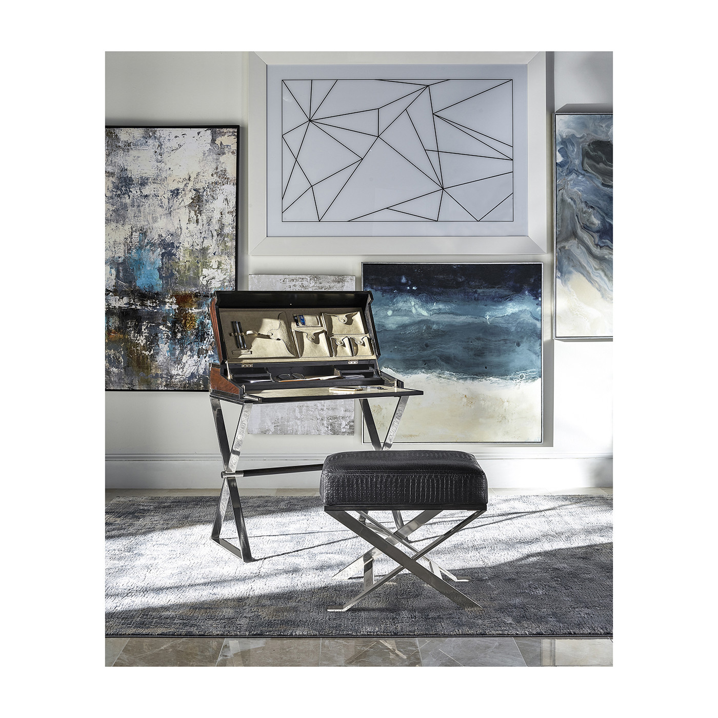 Campaign Style Dark Santos Rosewood Flip-Top Desk