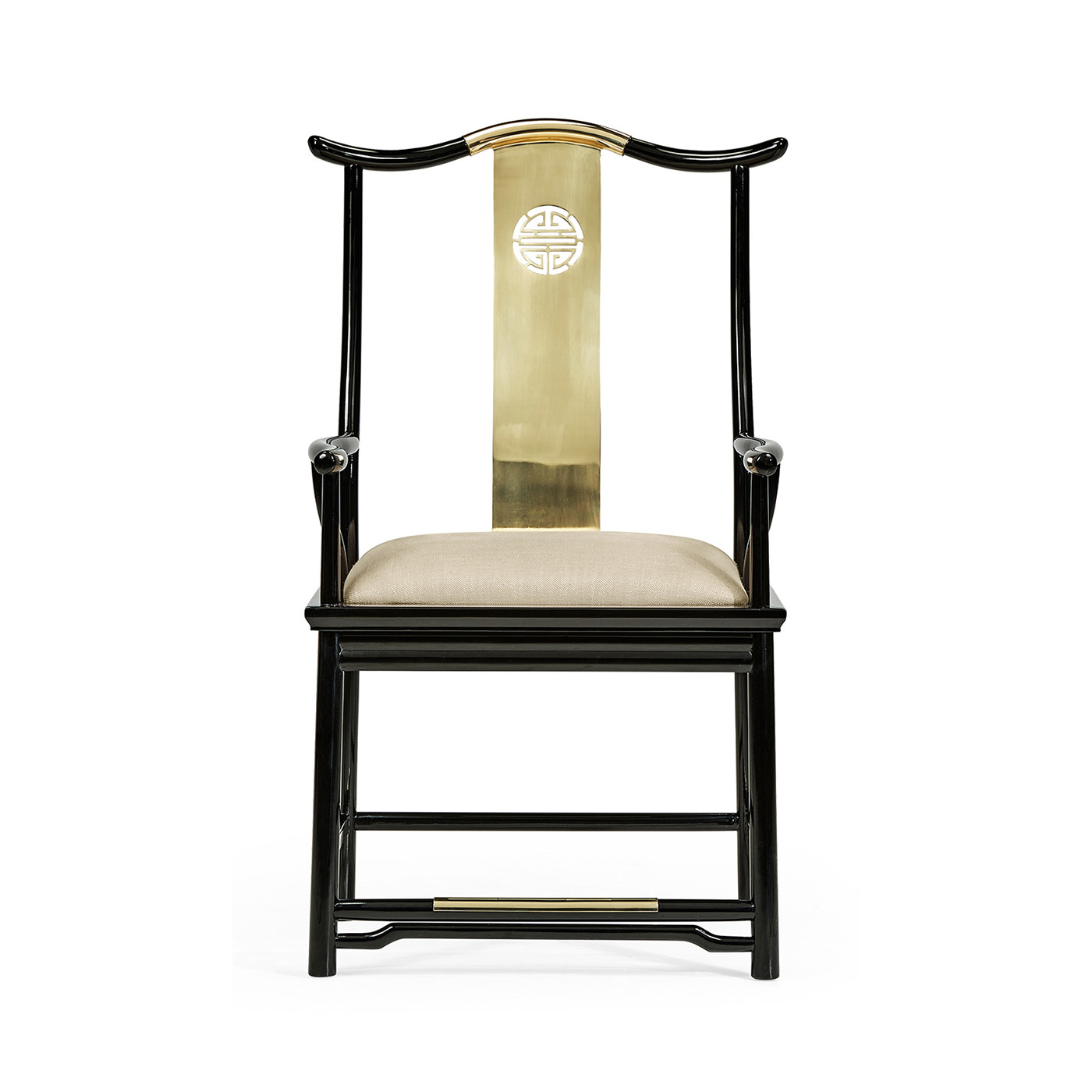 Fusion Black Gloss & Brass Dining Arm Chair