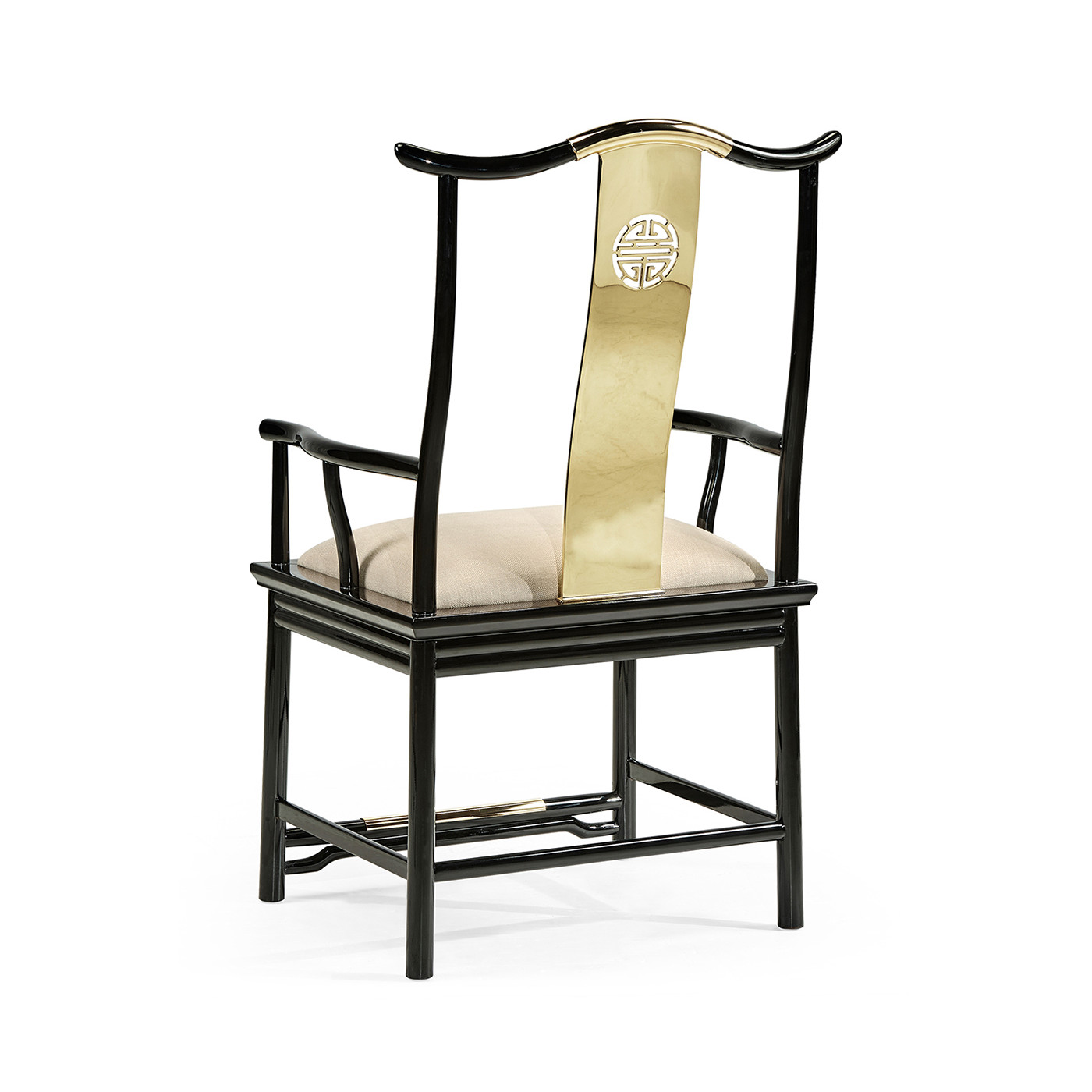 Fusion Black Gloss & Brass Dining Arm Chair