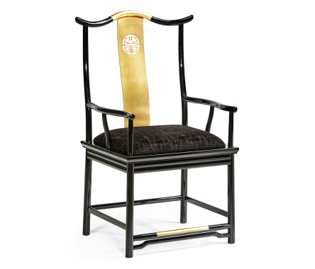 Fusion Black Gloss Dining Arm Chair