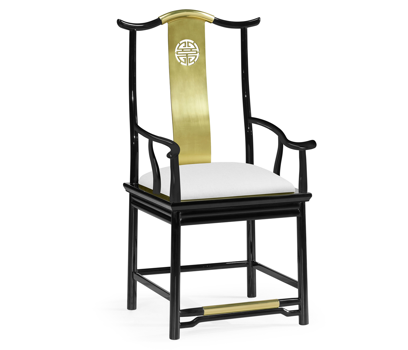 Fusion Black Gloss & Brass Dining Arm Chair