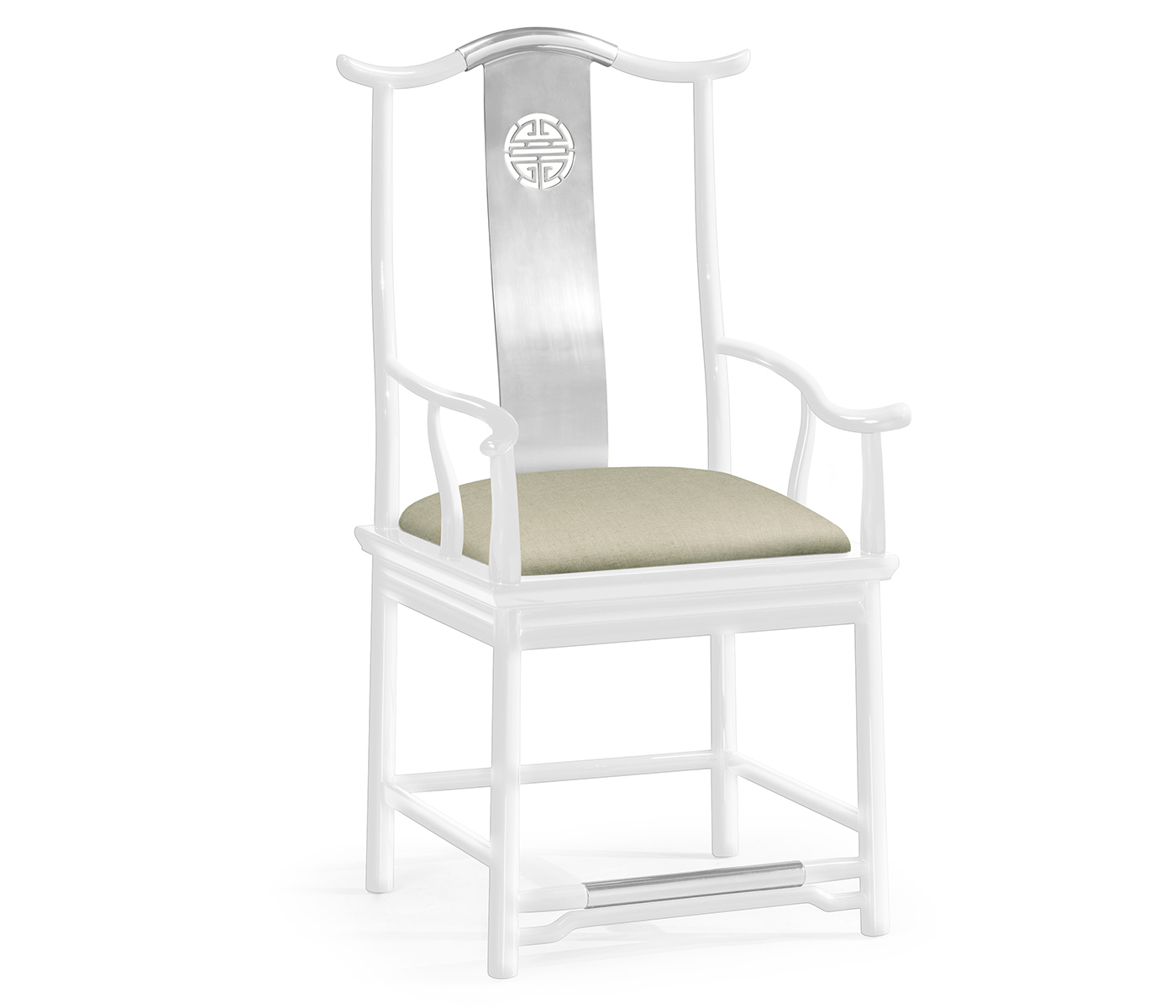 Fusion White Gloss & Stainless Steel Dining Arm Chair