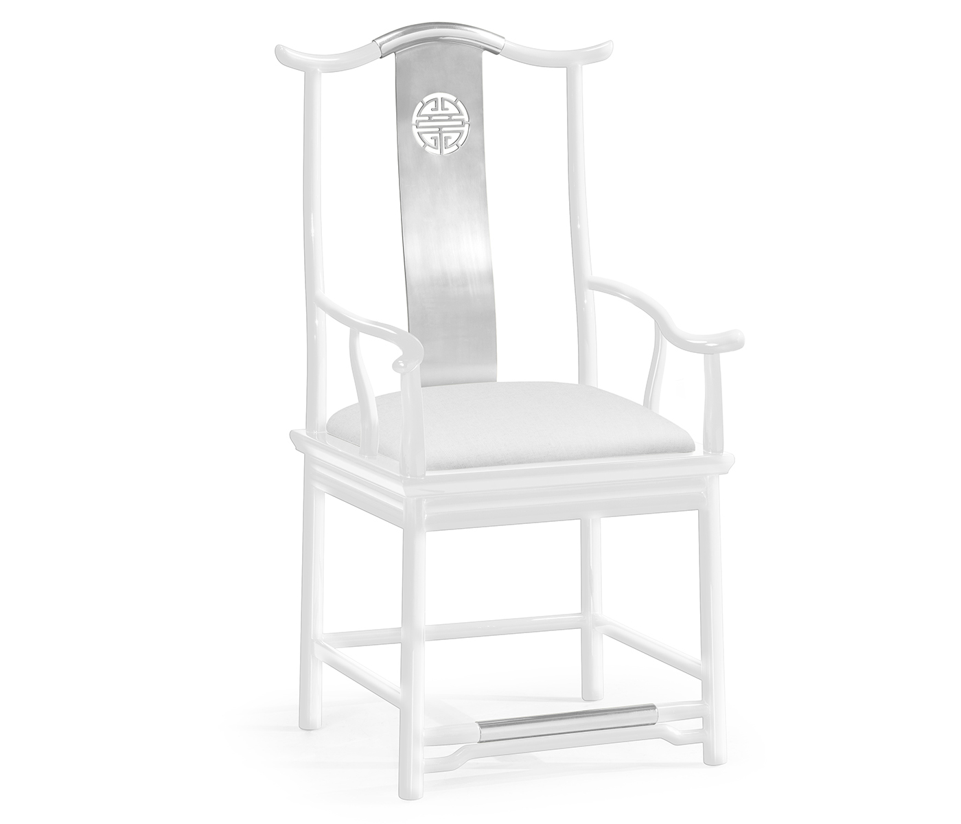 Fusion White Gloss & Stainless Steel Dining Arm Chair