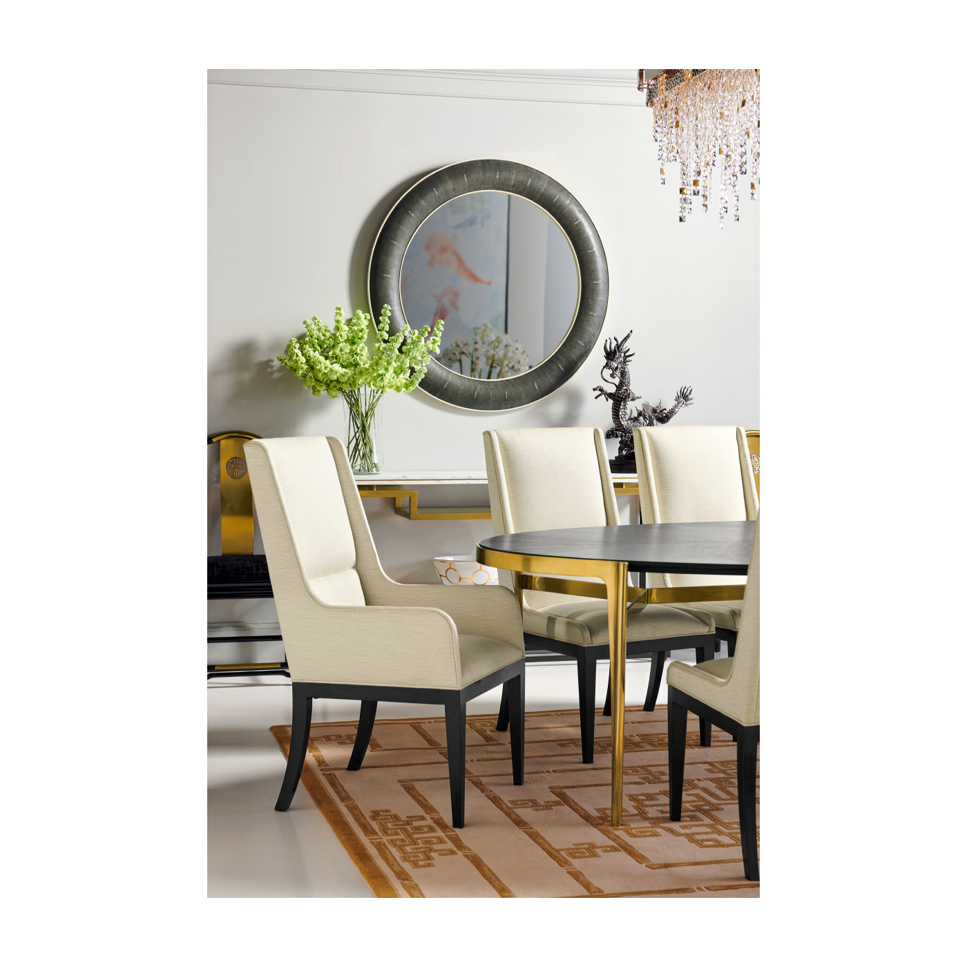 Fusion White Gloss & Stainless Steel Dining Arm Chair