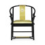 Fusion Rounded Black Gloss & Brass Dining Arm Chair