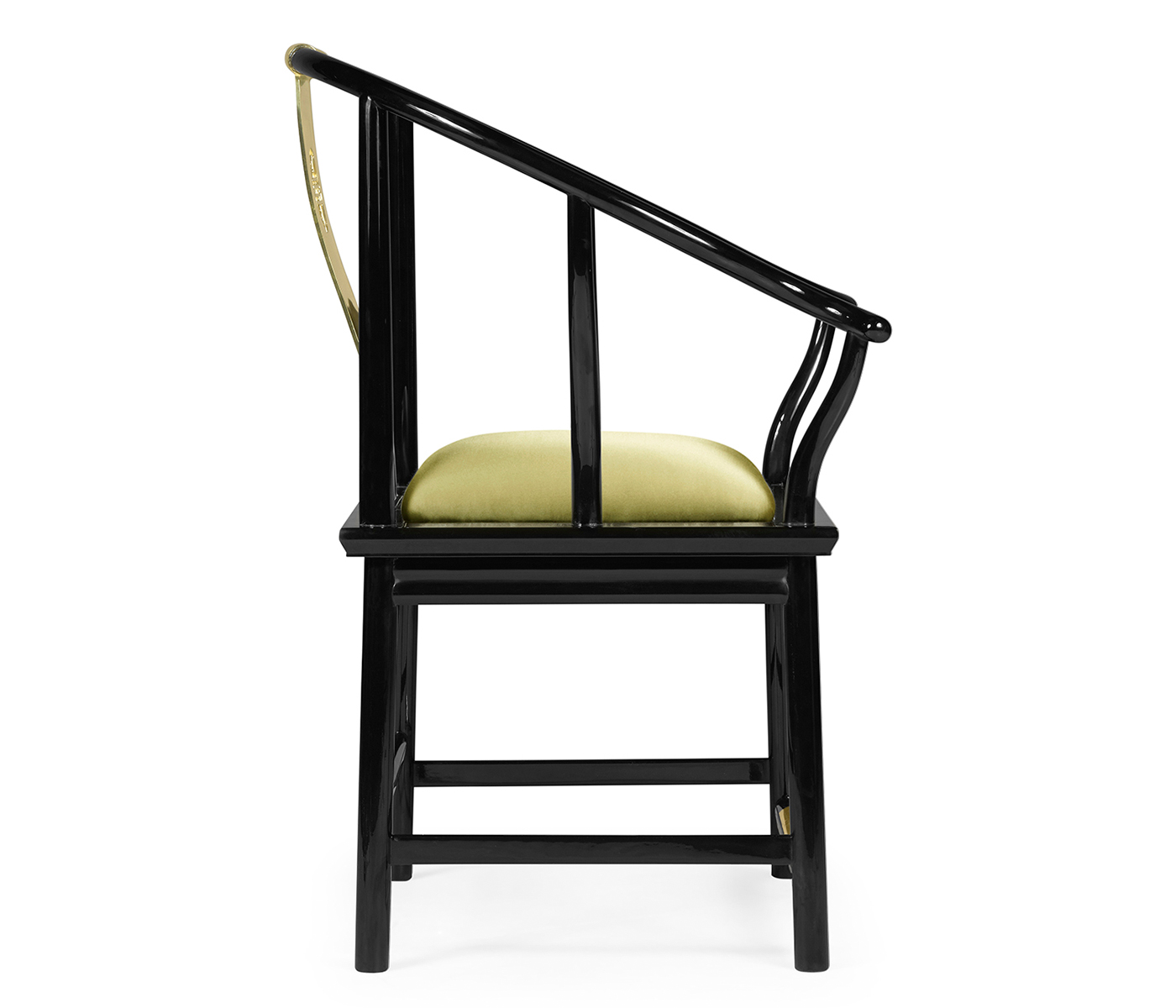Fusion Rounded Black Gloss & Brass Dining Arm Chair