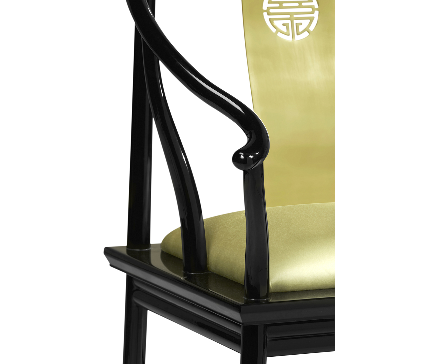 Fusion Rounded Black Gloss & Brass Dining Arm Chair