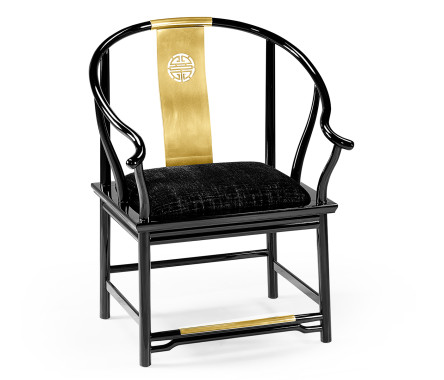 Fusion Rounded Black Gloss Dining Arm Chair