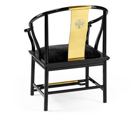 Fusion Rounded Black Gloss Dining Arm Chair