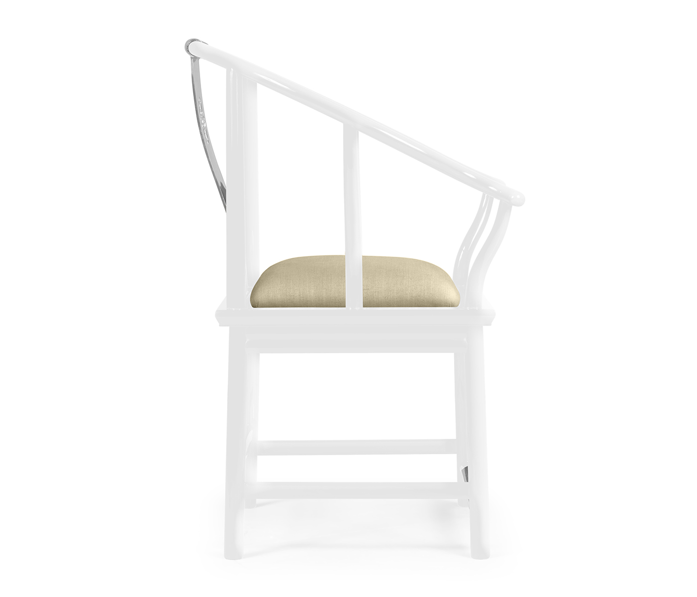 Fusion Rounded White Gloss & Stainless Steel Dining Arm Chair