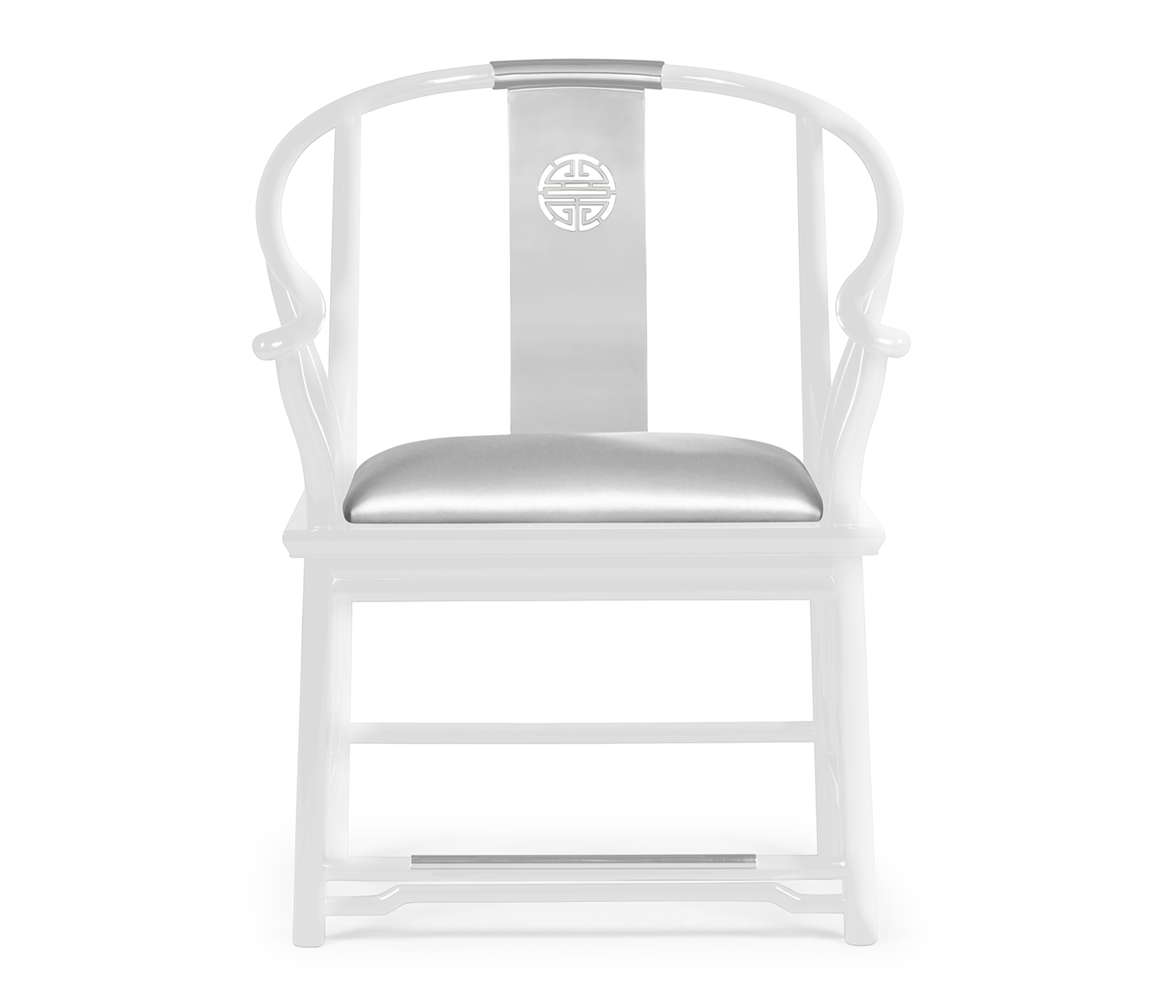 Fusion Rounded White Gloss & Stainless Steel Dining Arm Chair