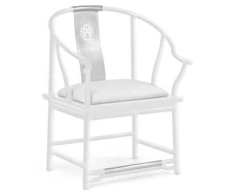 Fusion Rounded White Gloss & Stainless Steel Dining Arm Chair
