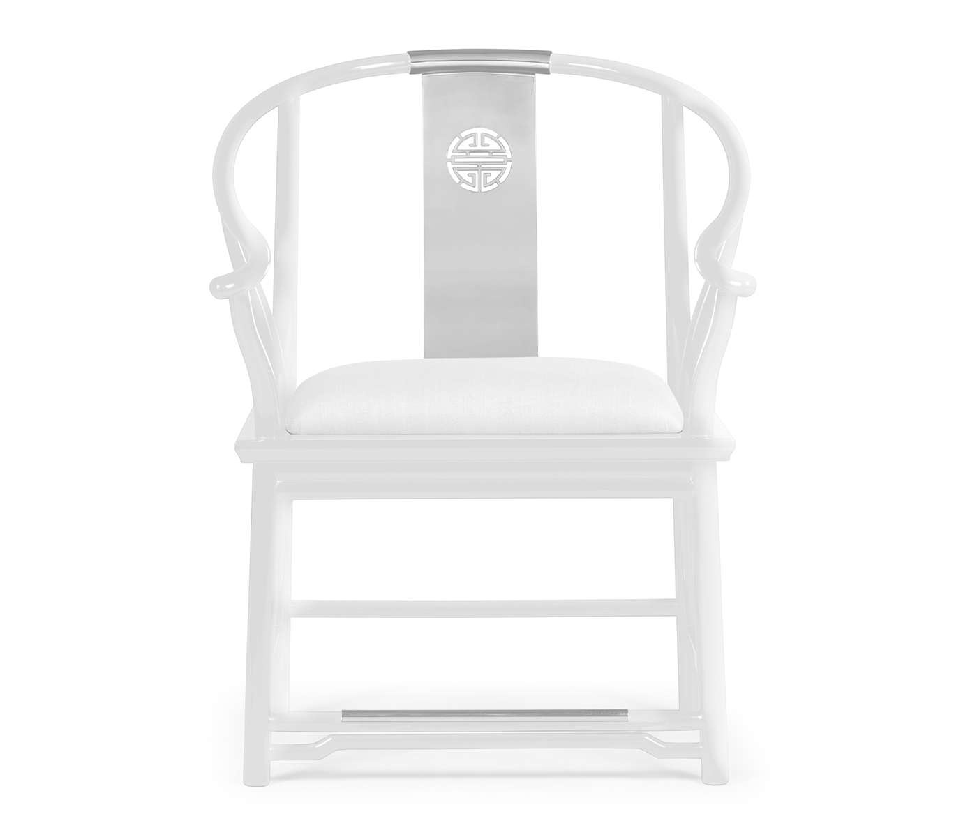 Fusion Rounded White Gloss & Stainless Steel Dining Arm Chair