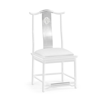 Fusion White Gloss & Stainless Steel Dining Side Chair