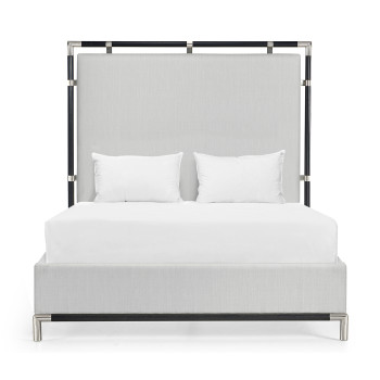 Campaign Style Ebonised Oak UK Queen Bed