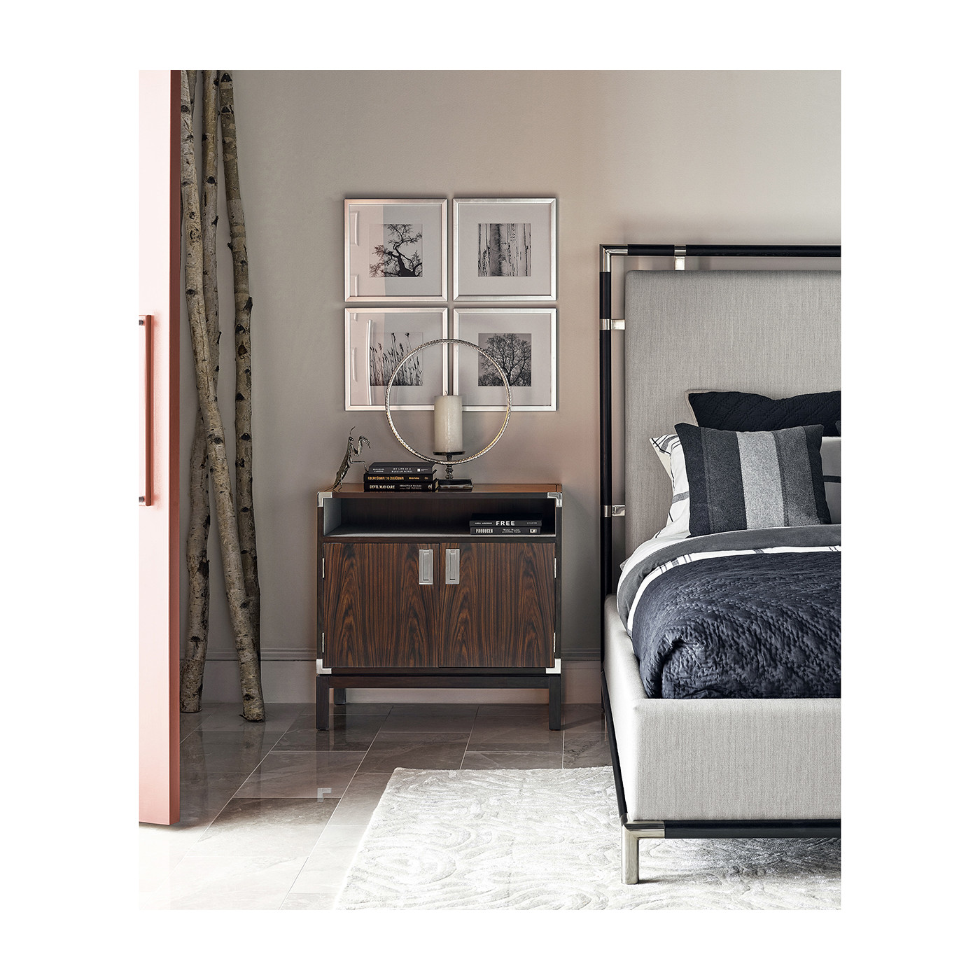 Campaign Style Ebonised Oak US Queen Bed