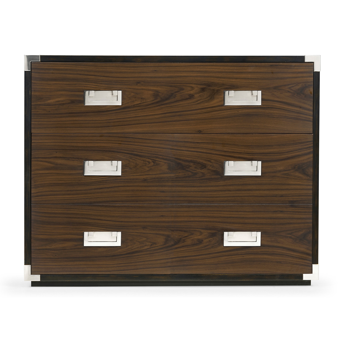 Campaign Style Dark Santos Rosewood Chest of Three Drawers